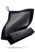 Blackline clay towel with a label on a transparent background